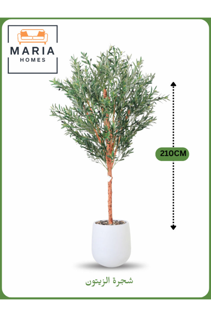 Artificial Olive Tree 210 cm Ð Large Indoor Decorative Tree with White Pot