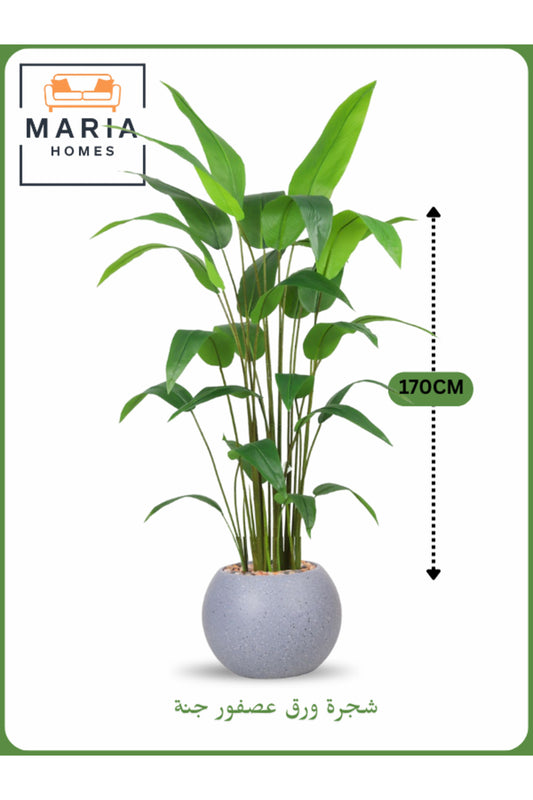 Artificial Bird of Paradise Tree 170 cm Ð Indoor Faux Plant with LIGHT GRAY Pot