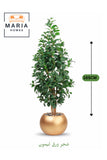 Artificial Lemon Leaf Tree 165 cm Ð Green Foliage in Round Golden Plastic Pot for home decor