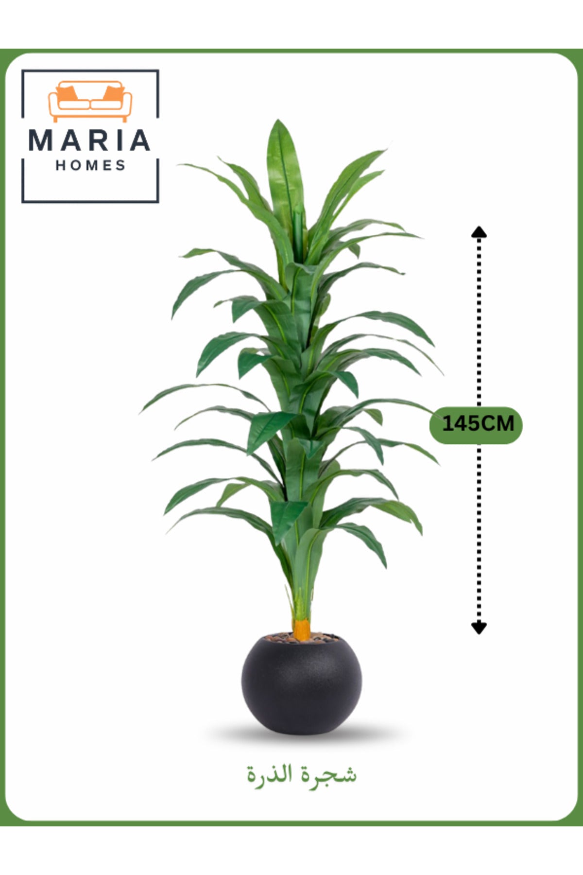 Artificial Corn Leaf Tree 145 cm Ð Decorative Indoor Plant with Black Pot