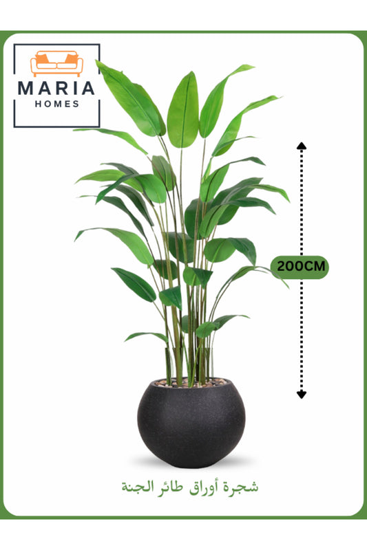 Artificial Bird of Paradise Tree 200 cm Ð Decorative Indoor Plant with Black with silver dots Pot