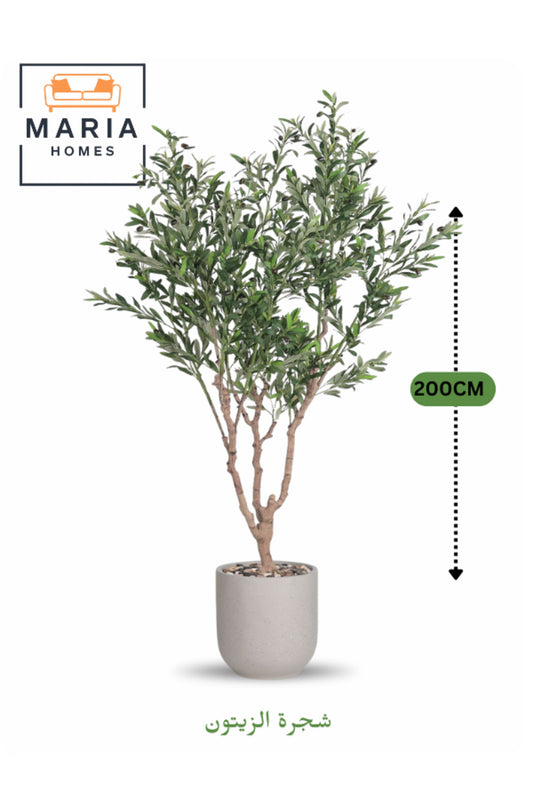 Artificial Olive Tree 200 cm Ð Decorative Plant in Light Beige Fiber Pot for home & office decor