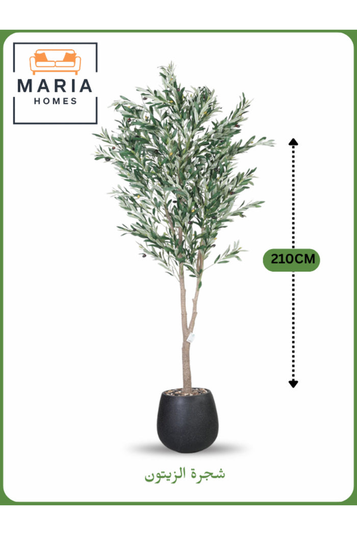 Artificial Olive Tree 210 cm Ð Tall Decorative Indoor Tree with Black Pot