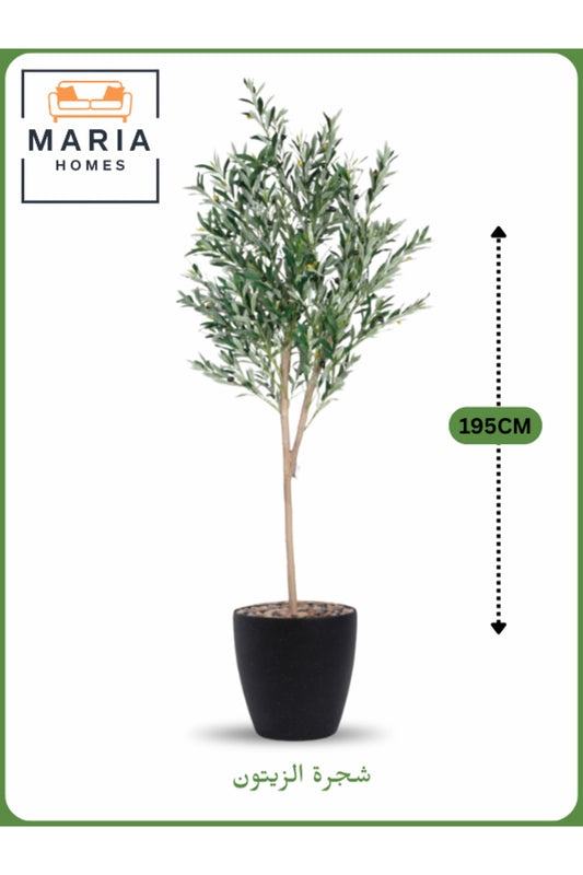 Artificial Olive Tree 195 cm Ð Indoor Decorative Plant with Black Plastic Pot
