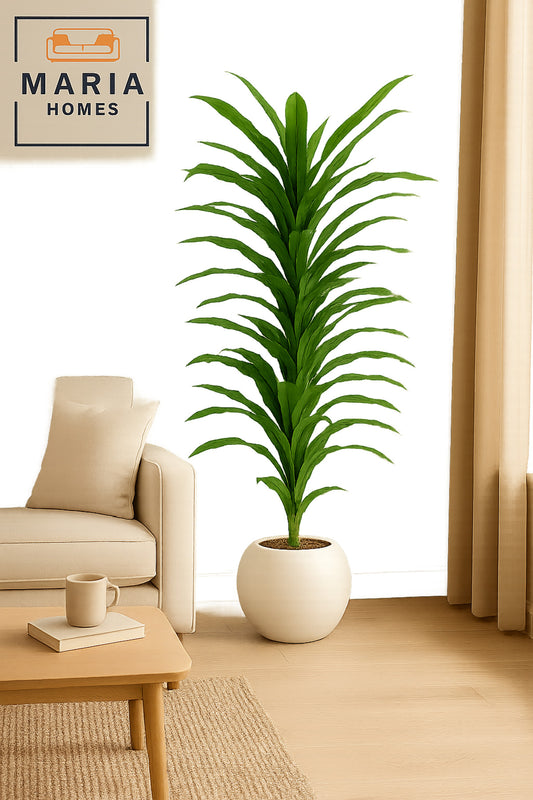 Artificial Corn Leaf Tree 185 cm Ð Tall Indoor Plant with White Plastic Pot