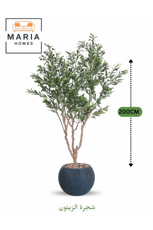 Artificial Olive Tree 200 cm Ð Decorative Indoor Plant with Blue Fiber Pot for Home & Office decor