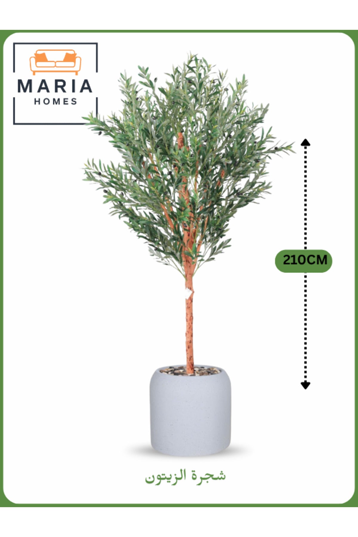 Artificial Olive Tree 210 cm Ð Tall Decorative Tree in Gray Pot