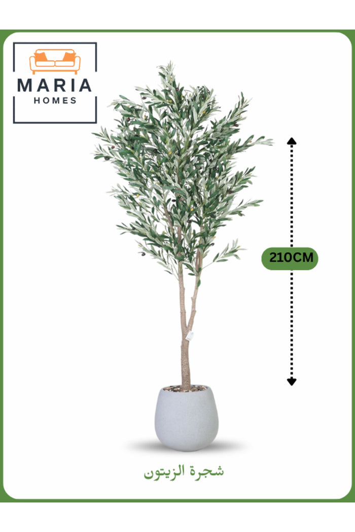 Artificial Olive Tree 210 cm Ð Tall Decorative Indoor Tree with Gray Pot