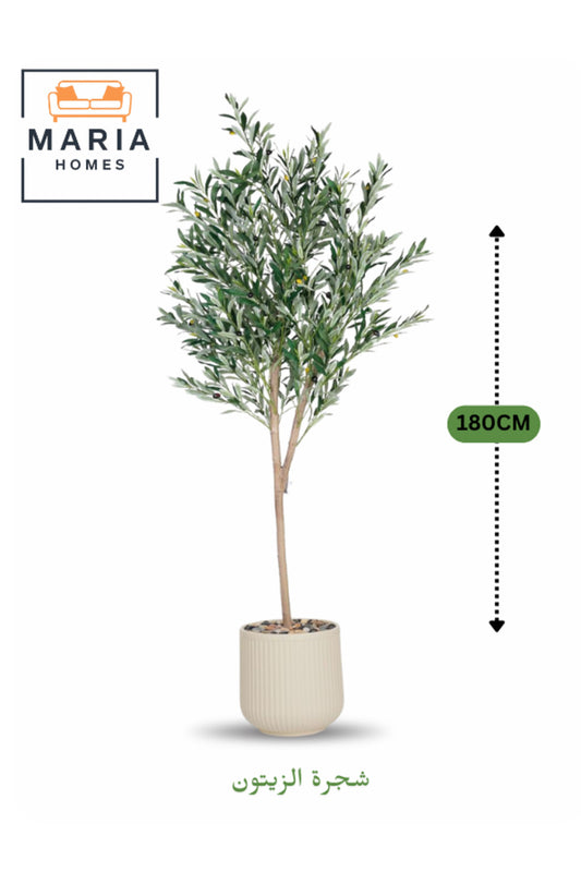 Artificial Olive Tree 180 cm Ð Tall Decorative Indoor Plant with Beige Pot for Home & Majlis