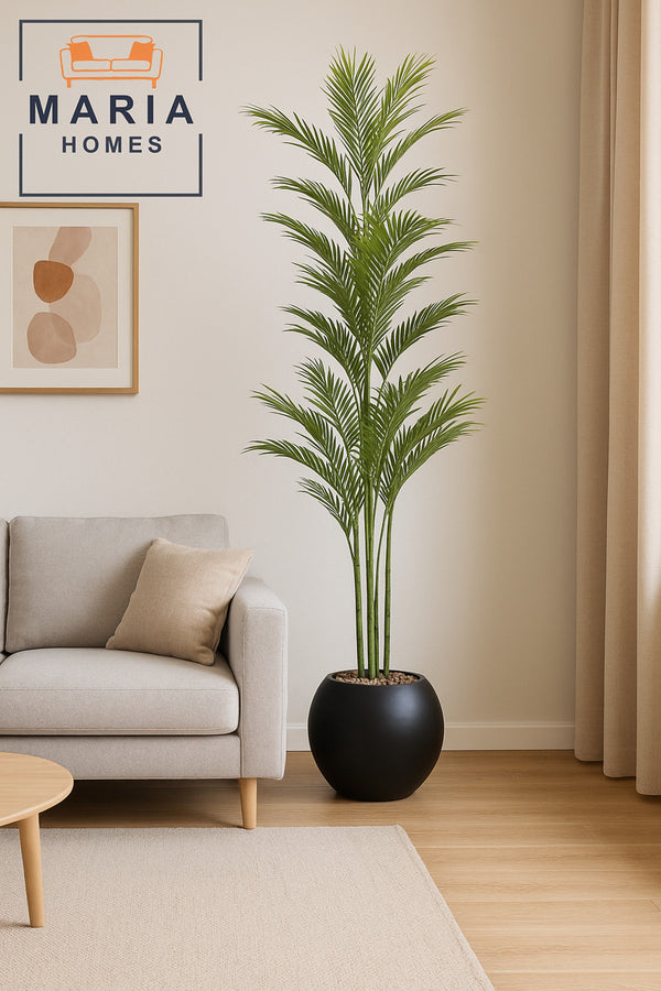 Artificial Areca Palm Tree 200 cm Ð Tall Indoor Plant with Black Pot